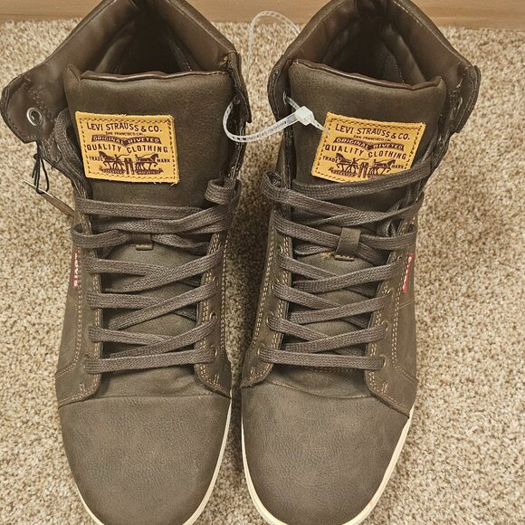 Dark Brown High-Top Levi  Men's Sneakers - Picture 1 of 9